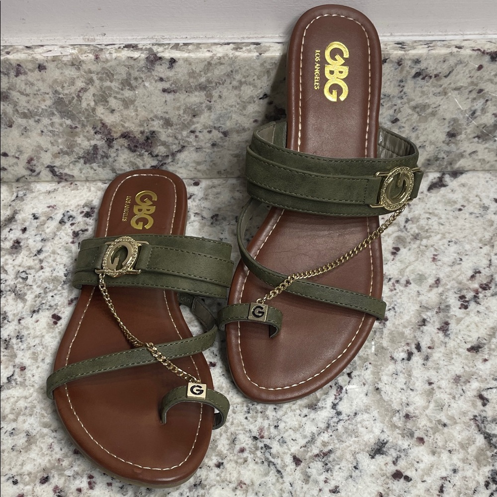 GBG Los Angeles Green Strappy Sandals